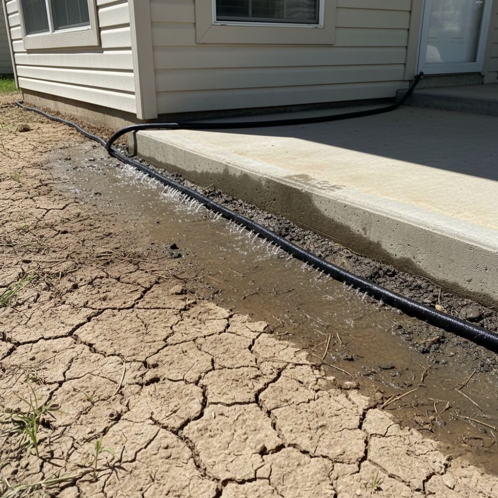 Watering a foundation with a soaker hose